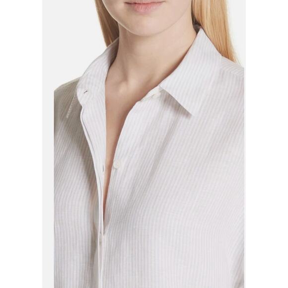 Lafayette 148 NY Alyssa Linen Pinstripe Blouse Baby Pink Large NWT - Picture 3 of 10